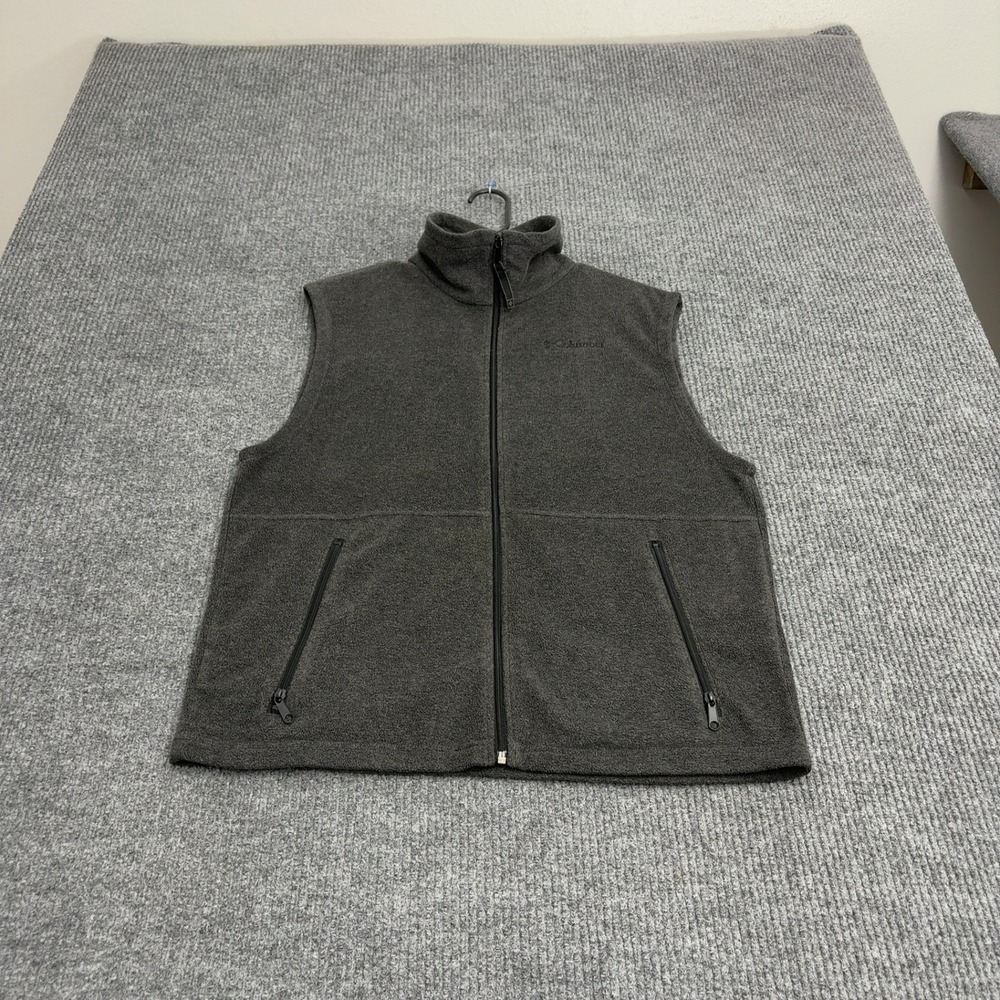 Columbia Vest Mens M Gray Polyester Fleece Full Zip Mock Neck Gorpcore Outdoor
